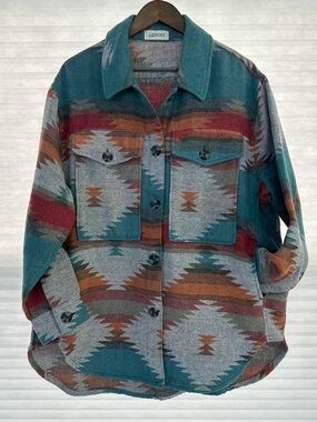 THE POST Alison Aztec Shacket Oversized Southwestern Western Rustic Jacket L/XL